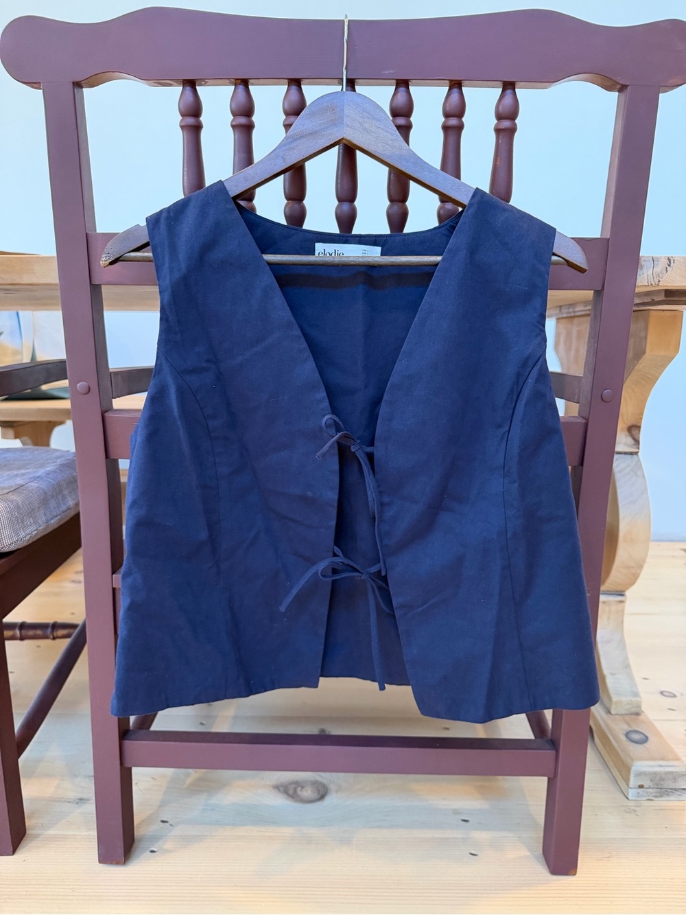 Elodie Dark Navy V-Neck Tie-Front Vest